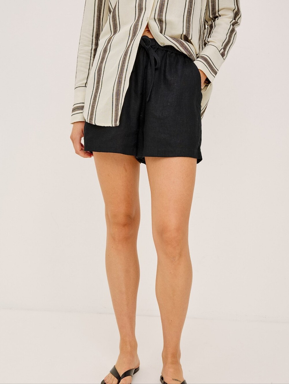 Rails Jenner High Rise Linen Shorts Coastal Minimalist Sz M